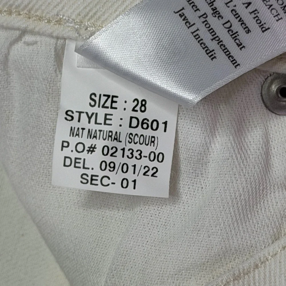 Frank & Eileen Cork Raw Hem Cropped High Rise Jeans Size 28 White Button Fly